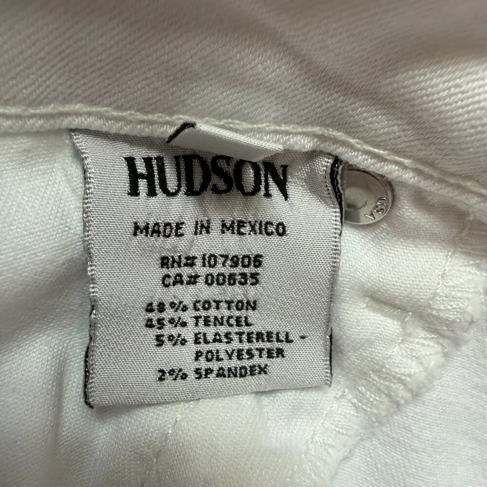 Hudson Bacara Low Rise Crop Straight Leg Cuffed Denim Jeans Women's 24 White NWT